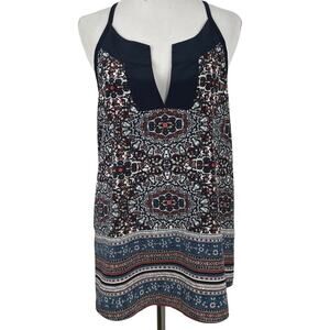 Athleta Women Medallion Dunes Sleeveless Tank Top Blue Boho Travel Size Medium
